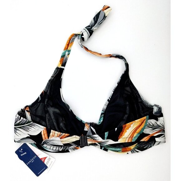 Fantasie Bamboo Grove Bikini Top Jet Size 36DD Plunge Halter Neck Black 501604 - Picture 3 of 6